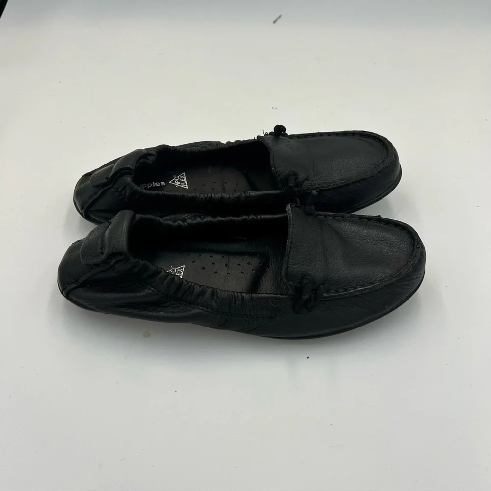 Hush Puppies Black Leather Ceil MT Slip-On Loafers Comfort Flats Womens Size 6
